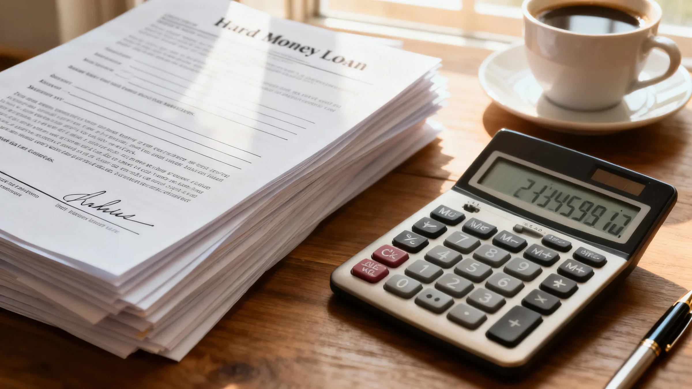 Close-up of Loan Documents and Calculator